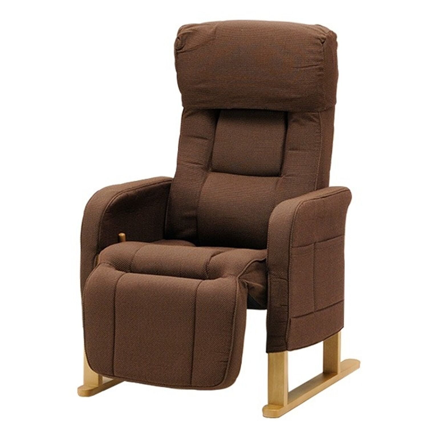 フットレスト付き 高座椅子/パーソナルチェア ダークブラウン ハイバック 座面高調節可 リクライニング 肘付き 『スモモ』