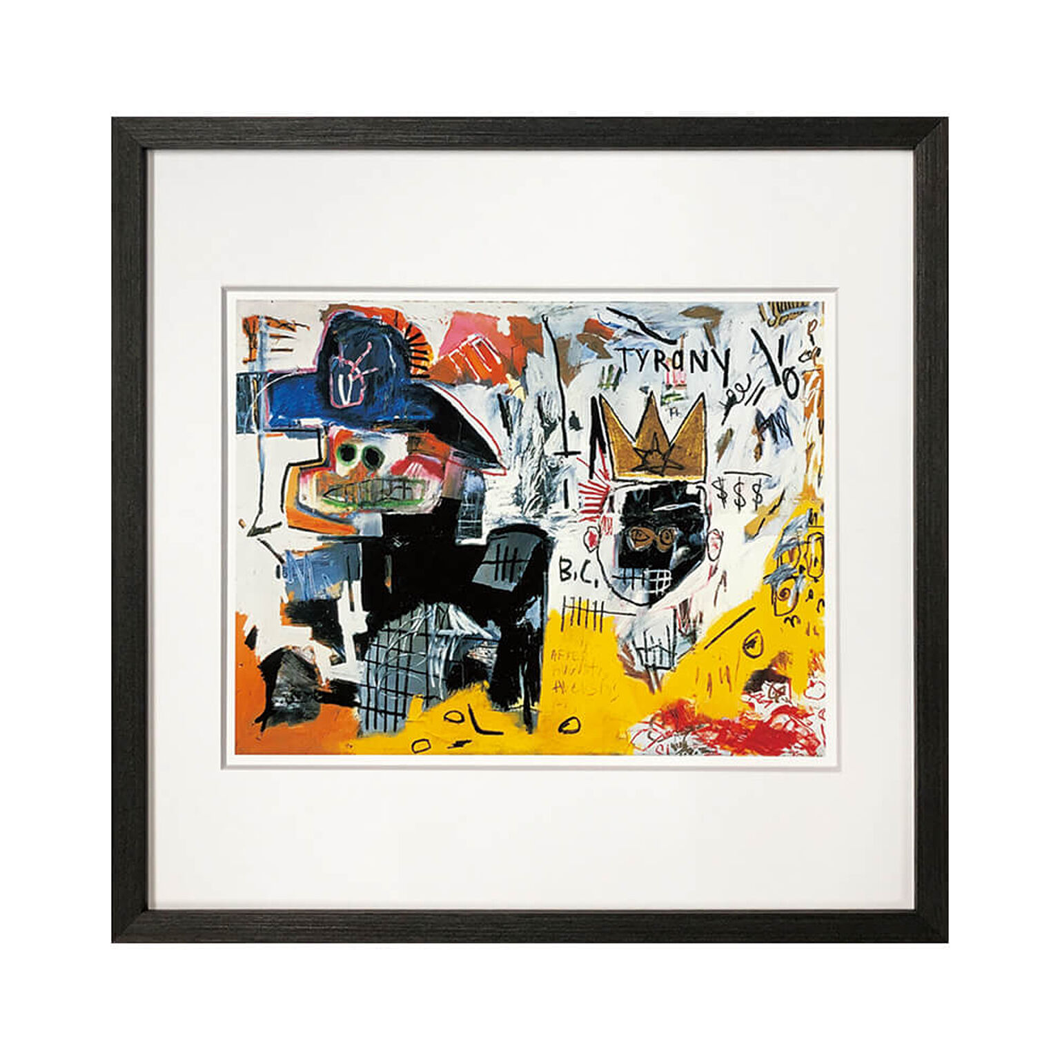 Jean-Michel Basquiat Untitled Tyrany 1982 アートポスター ブラック フレーム付き 42.5cm×42.5cm×3.2cm