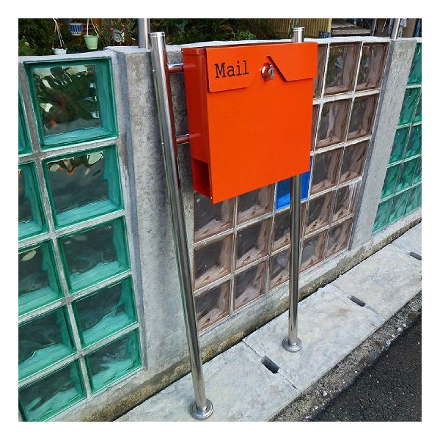 郵便ポスト 郵便受け 錆びにくい メールボックス スタンドタイプ オレンジ色 ステンレスポスト(orange)