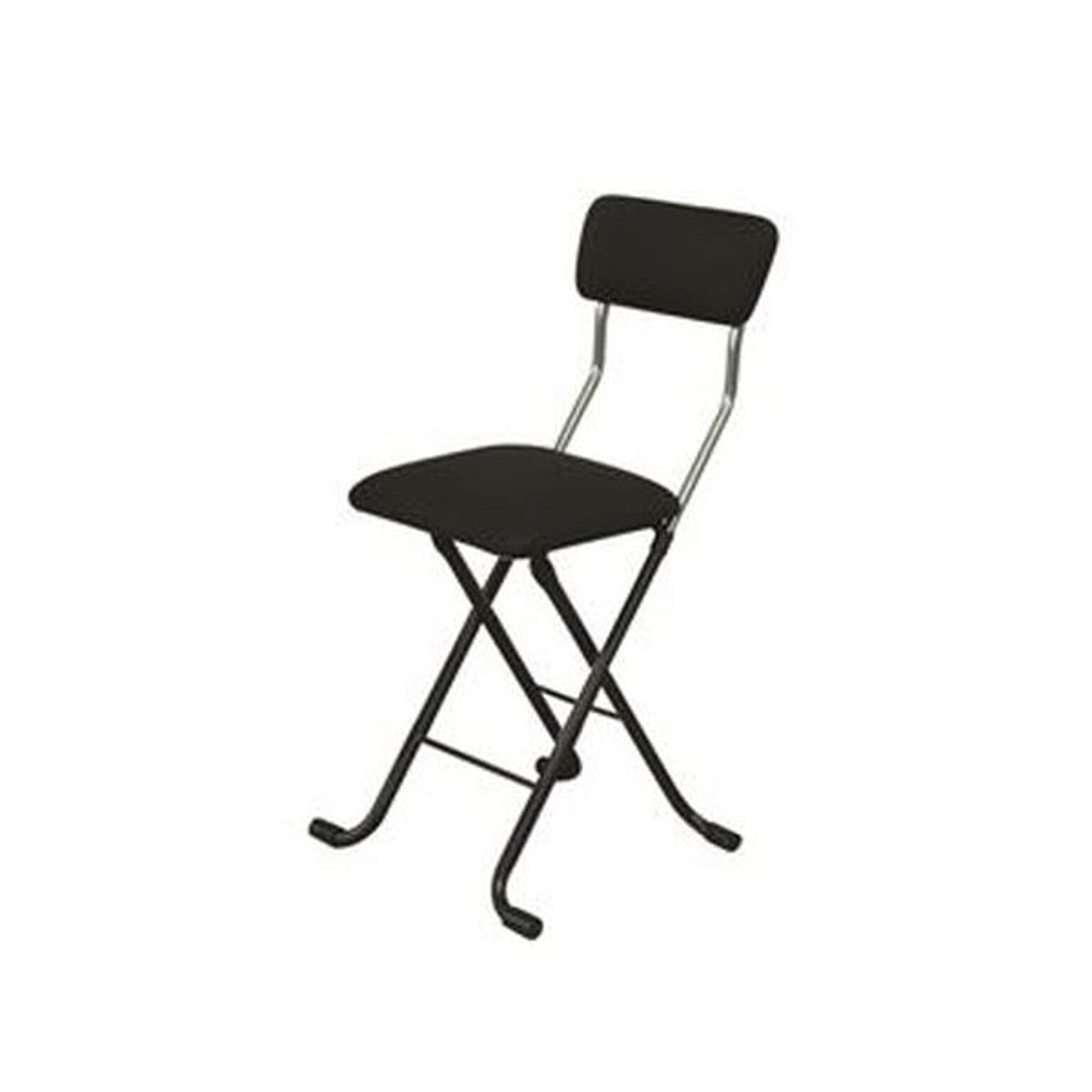 折りたたみ椅子 幅400×奥行445×高さ765mm ブラック×ブラック 日本製 スチールパイプ 完成品 1脚販売 リビング 在宅ワーク