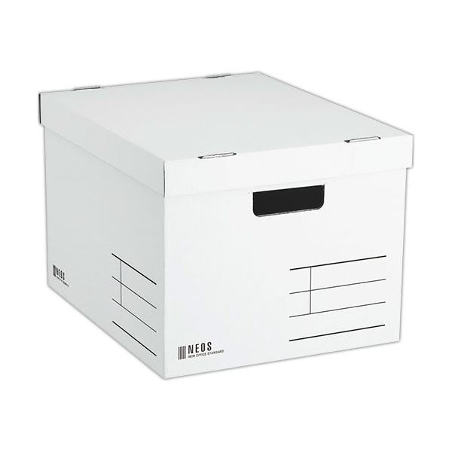 (まとめ) コクヨ 収納ボックス（NEOS）Lサイズ フタ付き ホワイト A4-NELB-W 1個  【×10セット】