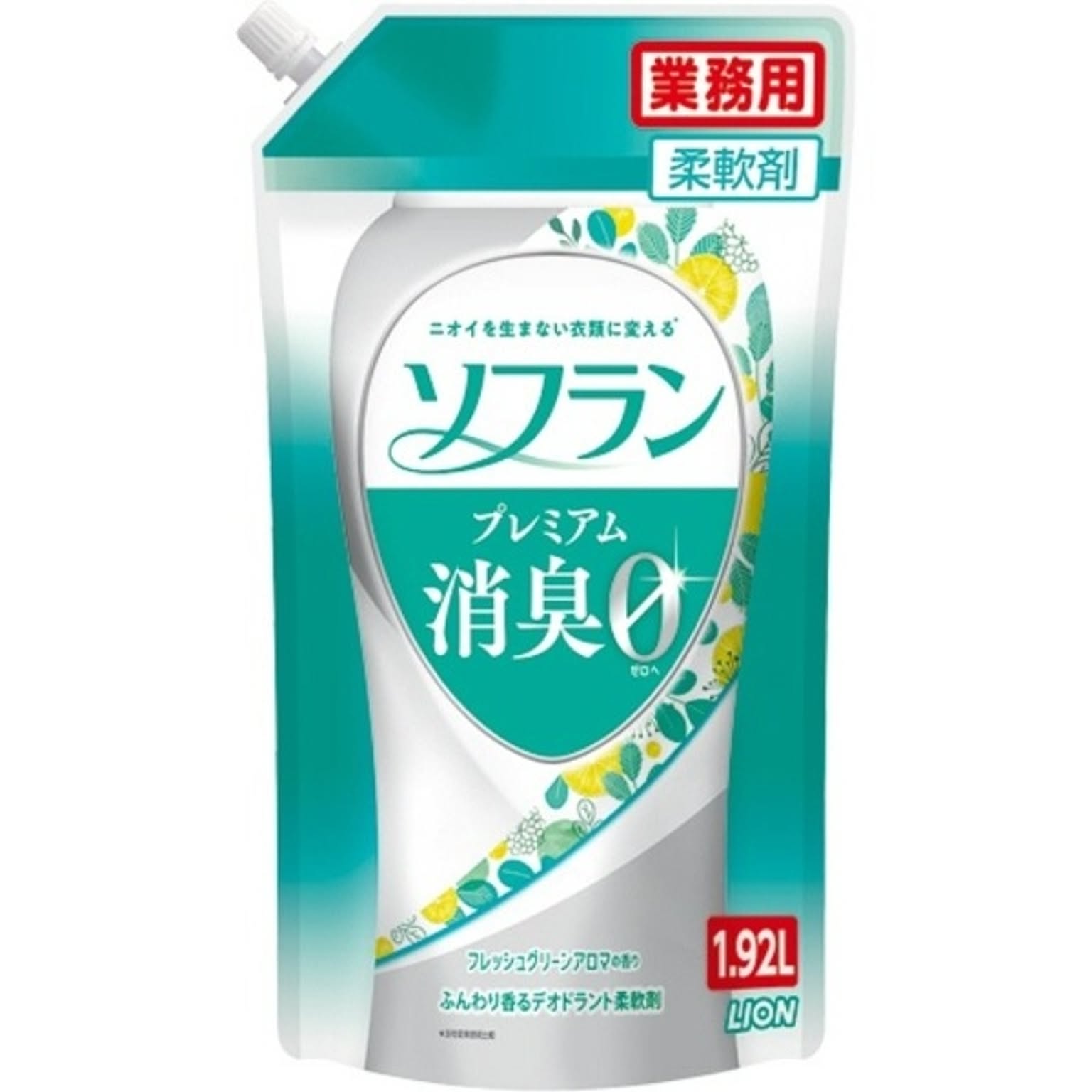 （まとめ）ライオン ソフラン プレミアム消臭 フレッシュグリーンアロマの香り 業務用 1.92L 1パック【×5セット】