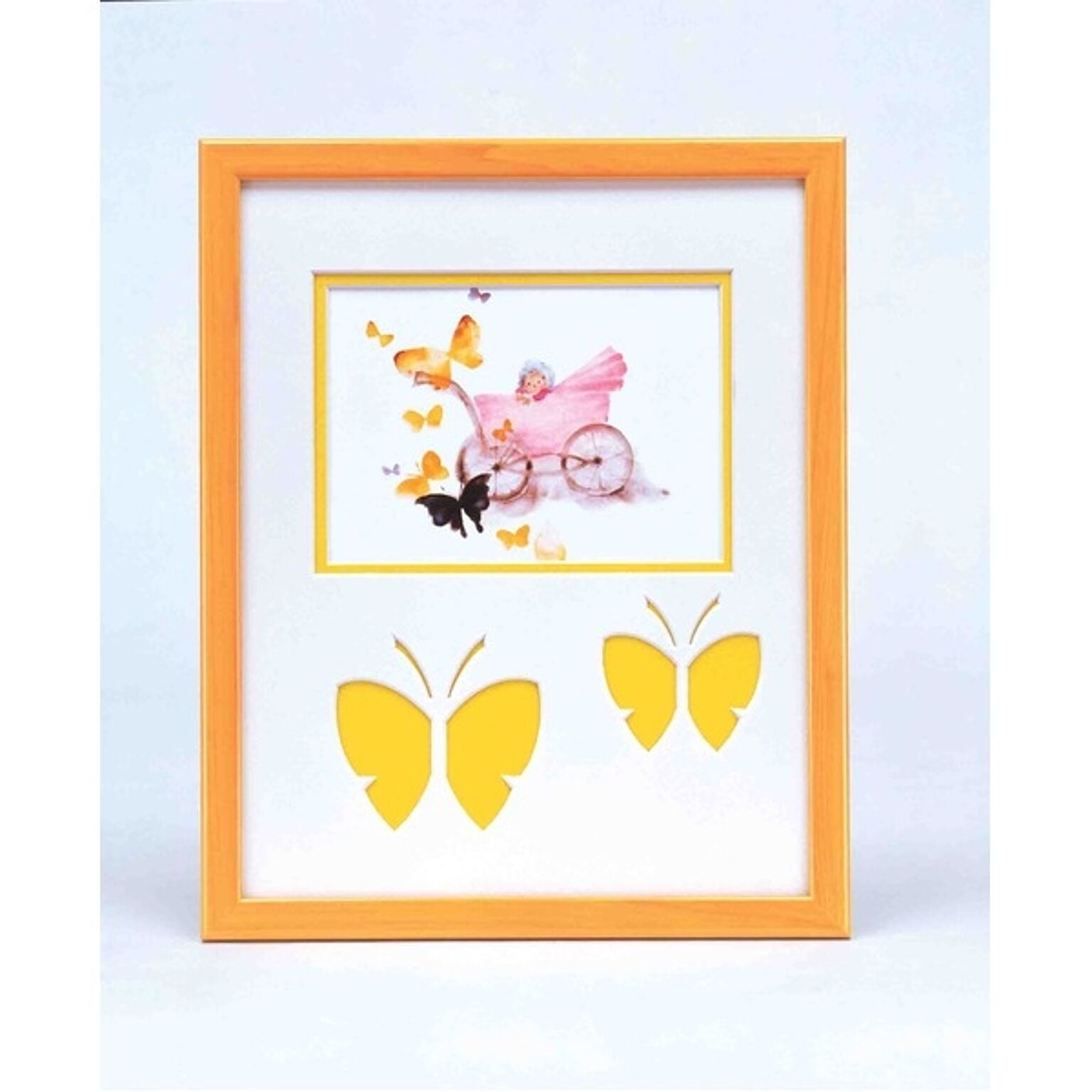 蝶々の額 黄色い額 ■いわさきちひろアート額 「乳母車と赤ちゃん」