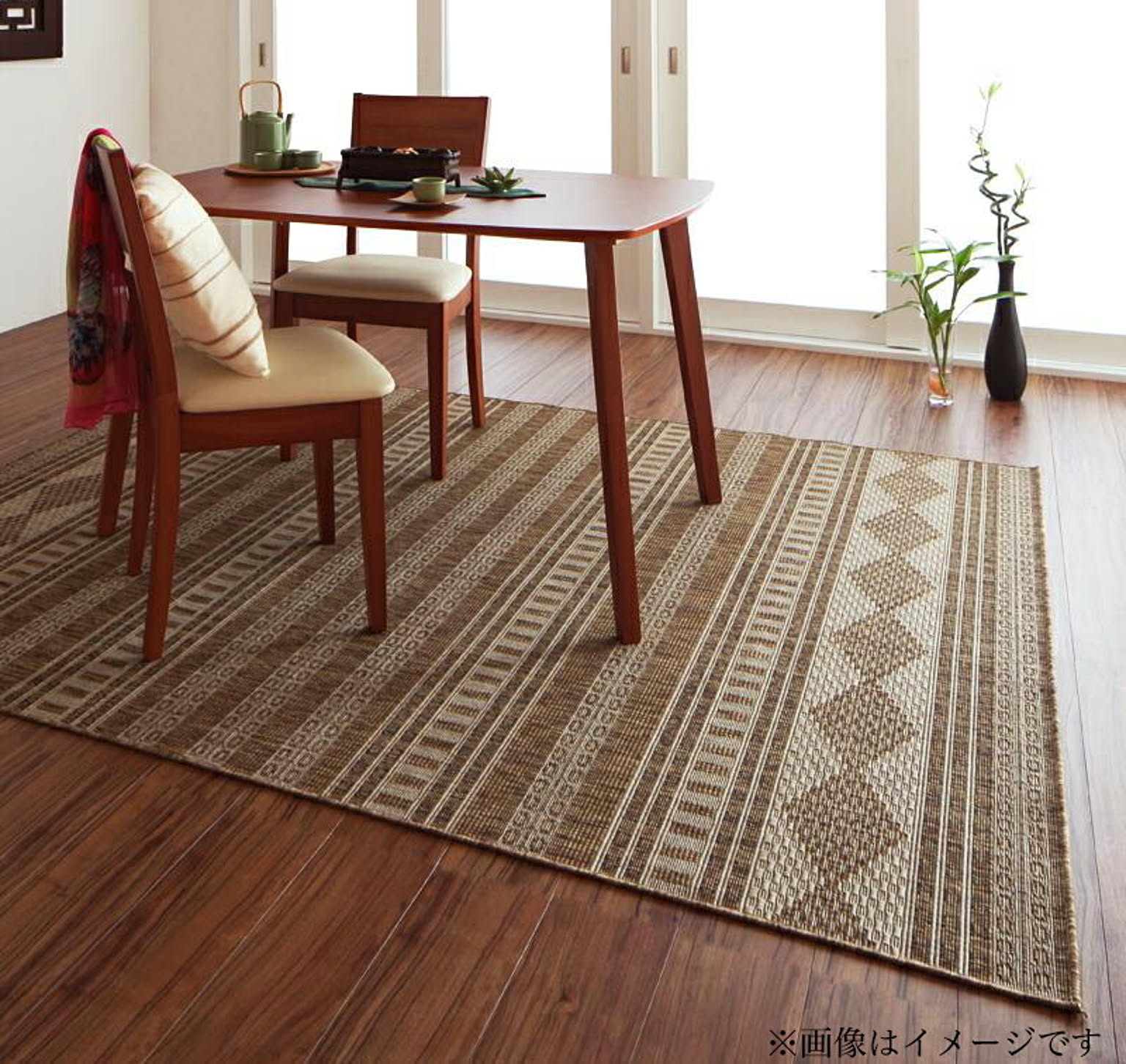 【単品】ベルギー製 アジアンテイスト ウィルトン織ダイニングラグ Tran トラン 220×250cm