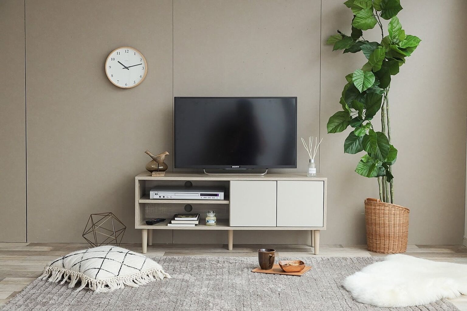北欧デザイン バイカラーテレビボード ナチュラルホワイト