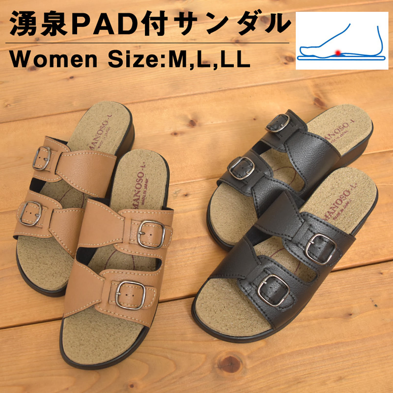 Dorian サンダル レディース 春夏秋用 足ツボ 湧泉PAD付き