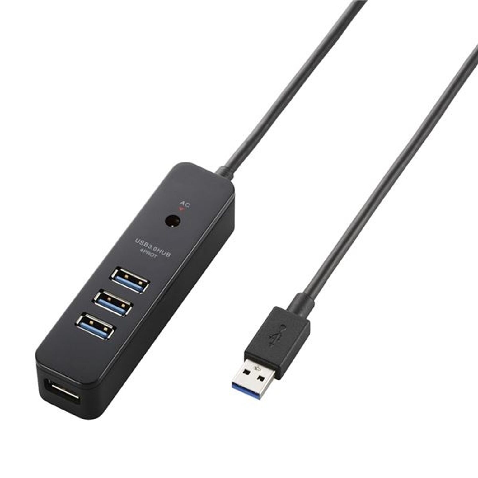 エレコム USB3.0ハブ/ケーブル直生え/セルフパワー/マグネット/4ポート/ブラック U3H-T410SBK