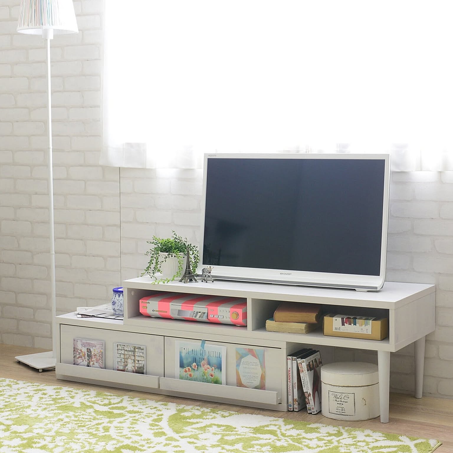 佐藤産業 FREX テレビ台 ローボード 木脚 105～190cm ホワイト - 通販