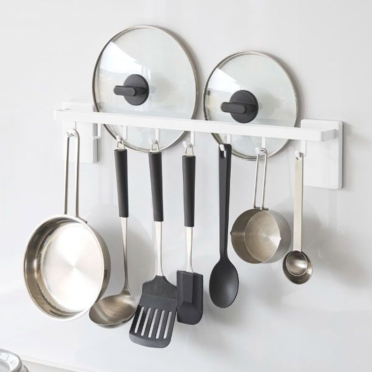  山崎実業 フィルムフック鍋蓋も収納できるキッチンツールバーフック付き タワー W55 tower