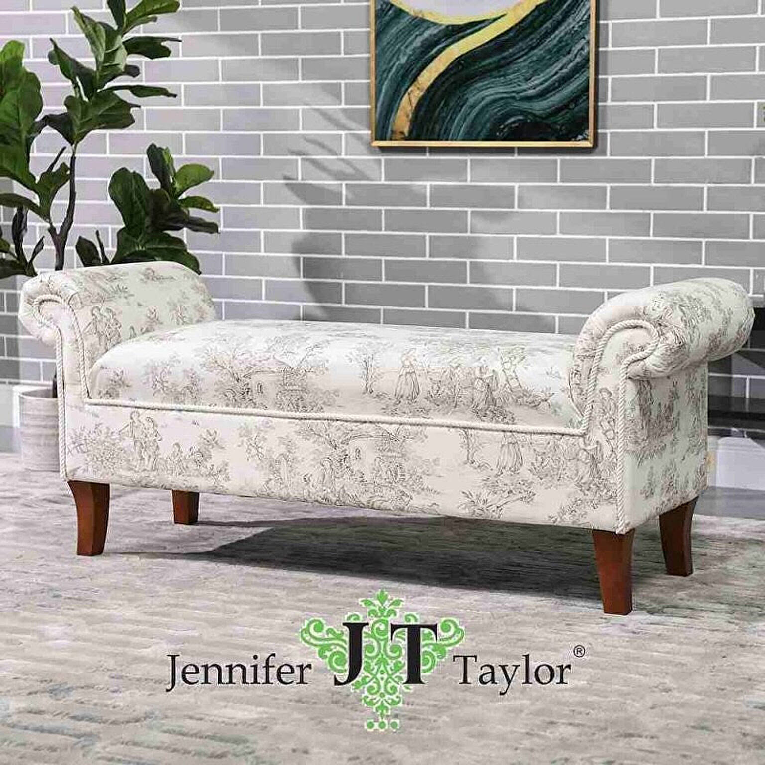 ジェニファーテイラー Jennifer Taylor ロールアームベンチ Toile de Jouy~トワルドジュイ~ 33031RB-JY02