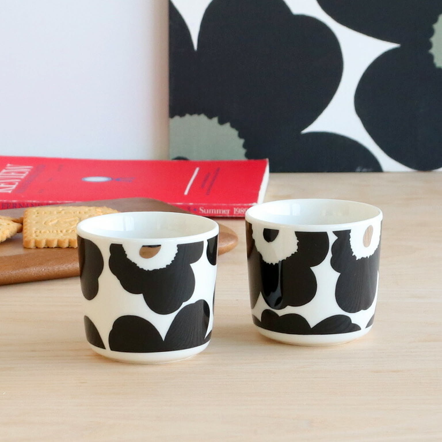 マリメッコ ウニッコ ラテマグ 200ml 2個入り(ペア) ブラック/シルバー marimekko Unikko