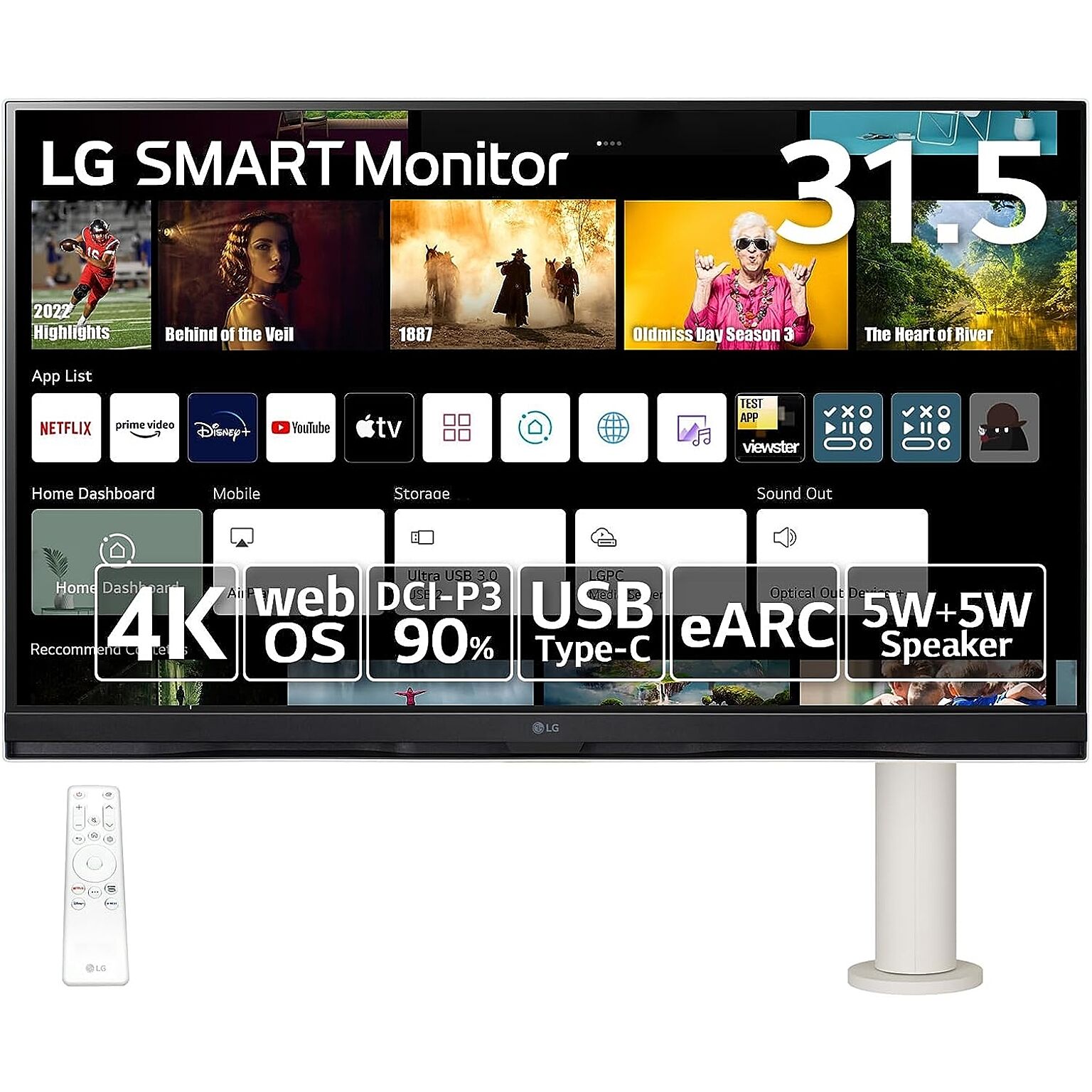 32SQ780S-W/LG スマートモニター/SMART Monitor / 31.5インチ 4K(3840×2160) / webOS22搭載 / VA/アンチグレア/AirPlay 2 