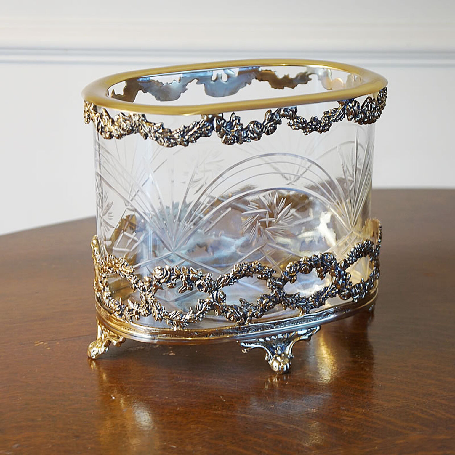 アンティーク真鍮ガラス花瓶 小物入れクリアゴールド 置物