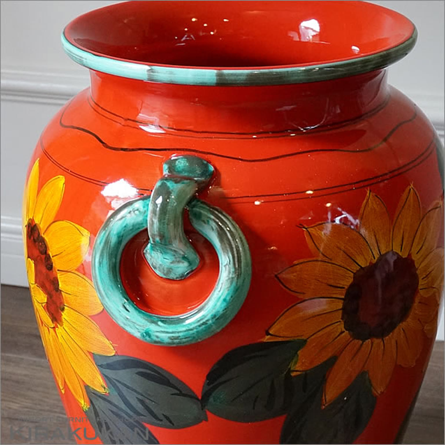 イタリア製 傘立て 陶器 ひまわり レッド 赤 - 通販 | 家具と