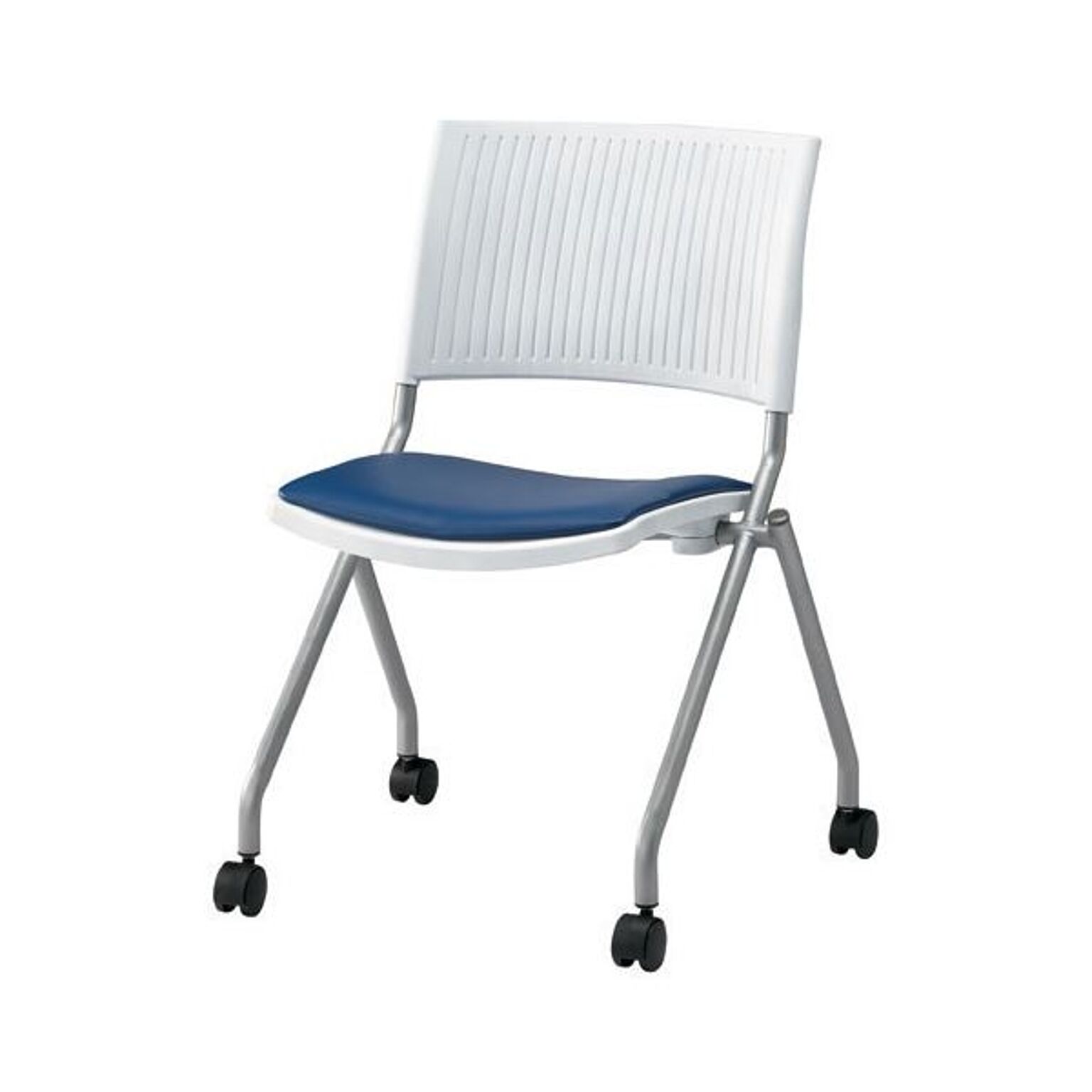 ジョインテックス 会議椅子(スタッキングチェア/ミーティングチェア) 肘なし 座面：合成皮革(合皮) キャスター付き FJC-K6L NV 完成品