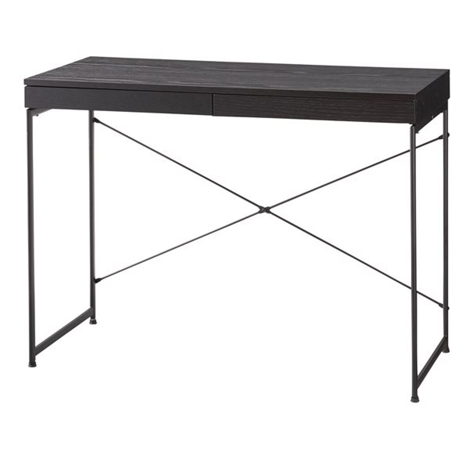 パソコンデスク ワークデスク 幅100cm ブラック 引き出し付き スチール 木目 組立品 リビング 子供部屋 勉強部屋 在宅ワーク 通販