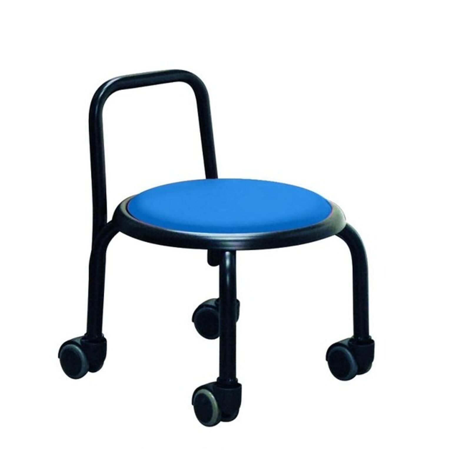 ルネセイコウ ブルー×ブラック スタッキングチェア 丸椅子 3脚セット