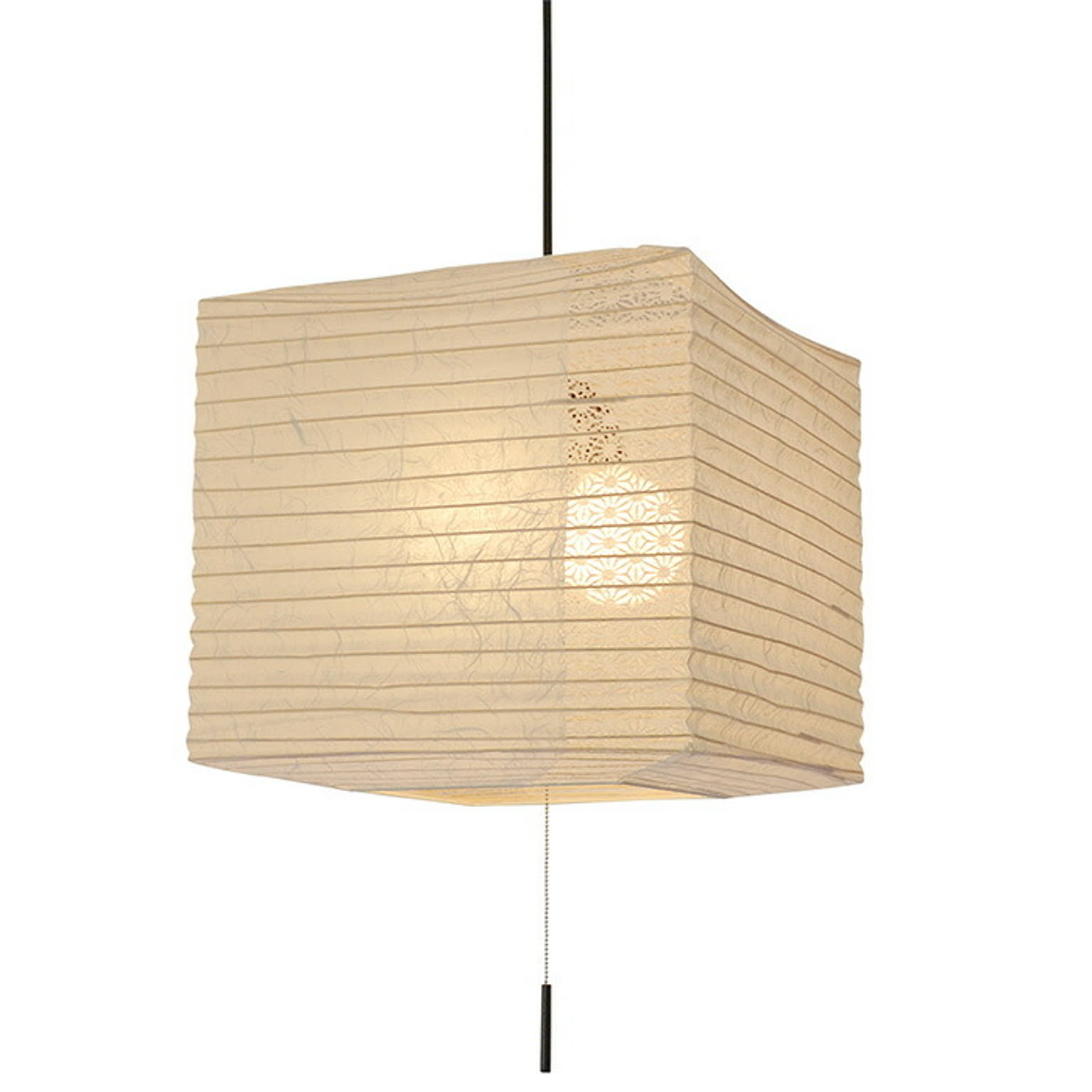 2灯 和紙 ペンダントライト cube 雲龍白×麻葉白 電球付属なし シェードサイズ 幅400x奥行400x高さ350mm 彩光デザイン