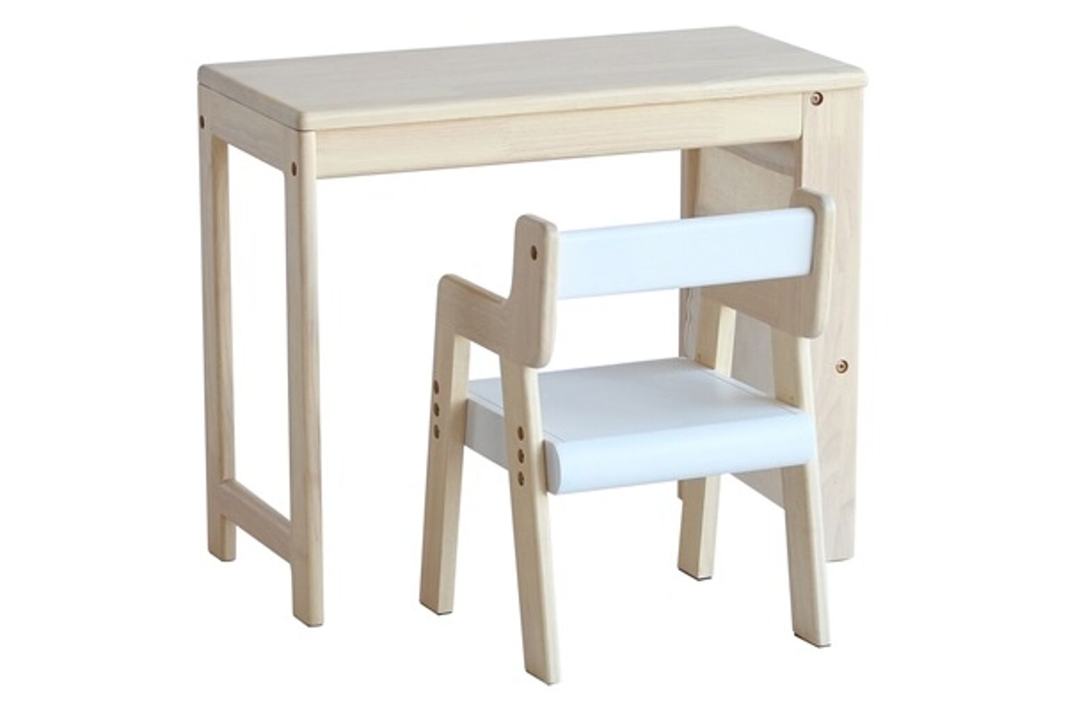 Kids Study Set -allure- i 天然木製 子供用 高さ調整可能 デスク & チェア, 絵本ラック付き