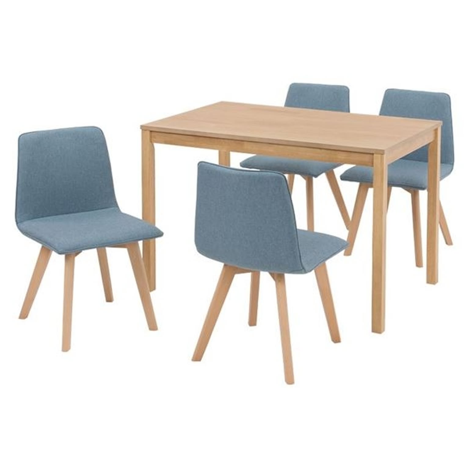 ダイニング 5点セット テーブル 110×70cm ナチュラル×1 チェア ブルー×4 木製 組立品 リビング キッチン リビング