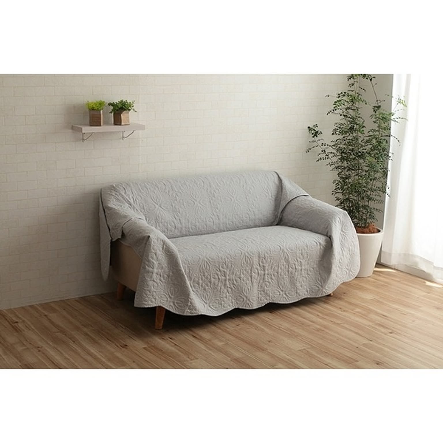マルチカバー/ソファーカバー 【長方形 約190×240cm グレー】 洗える ホットカーペットカバー対応 通年使用可 〔リビング〕