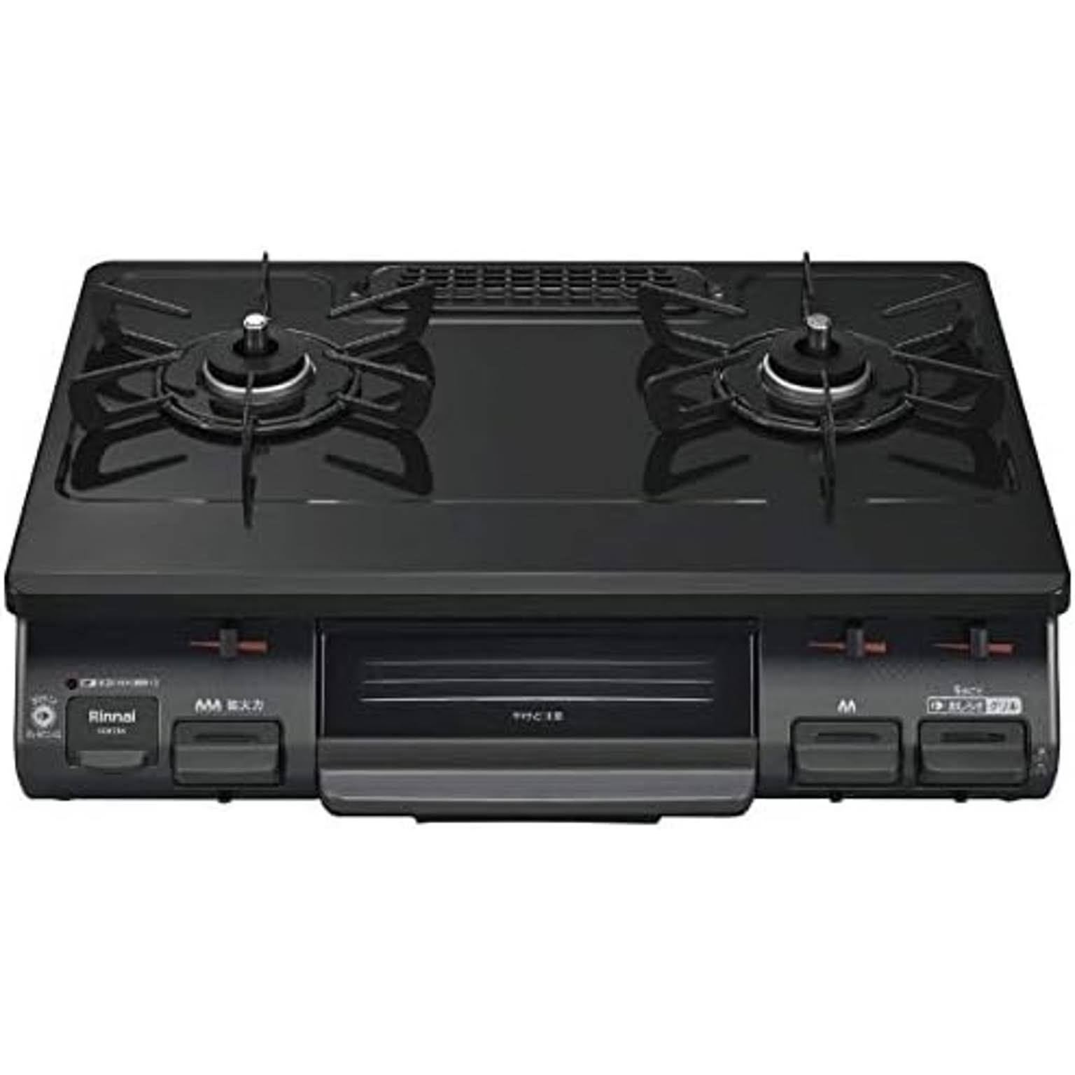 リンナイ ガステーブルコンロ 片面焼き水なしグリル [2口 ／右強火] ブラック RTE597BKR ［約60cm ／都市ガス12・13A ／右強火］