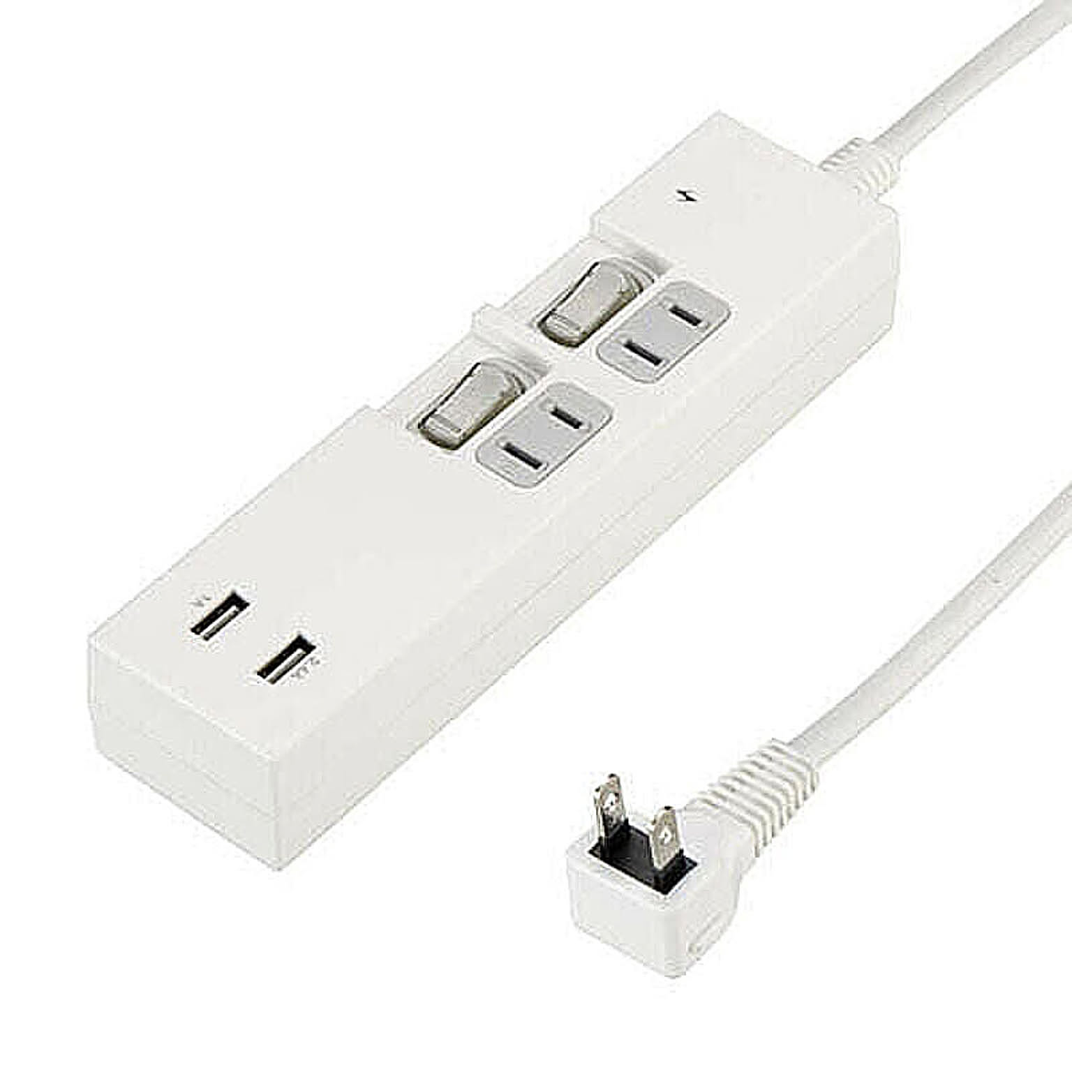 5個セット YAZAWA 個別スイッチ付2AC2USB3.4A2mホワイト Y02KS422WH2UX5 管理No. 4589453400392