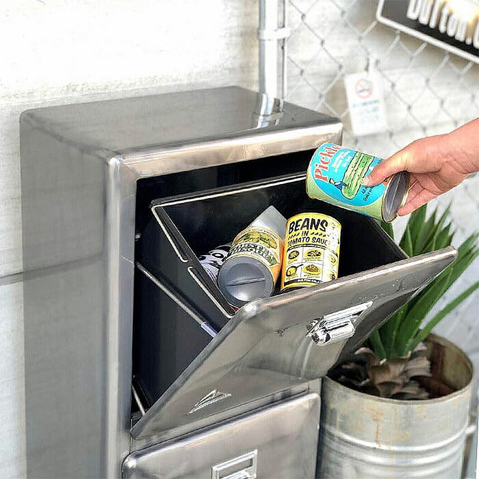 DULTON ゴミ箱 TRASH CAN DOUBLE DECKER RAW 100133RW 幅400x奥行290x高さ890mm