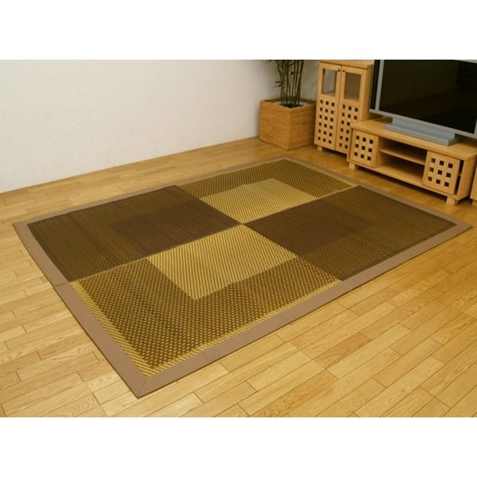 純国産 い草ラグカーペット 『D×モーニング』 ベージュ 約191×250cm （裏：不織布）