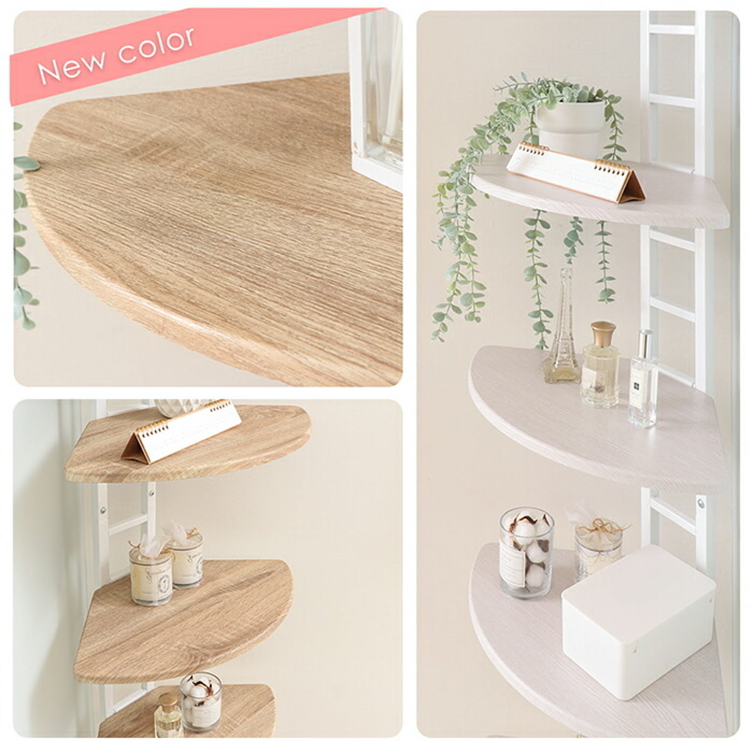 ヤマソロ コーナーラック コーナーシェルフ DIY ウォールラック 突っ張り スリム 壁面収納 5段 幅50 飾り台 リビング 玄関 大理石柄 木目柄 棚 エコー Echo 通販