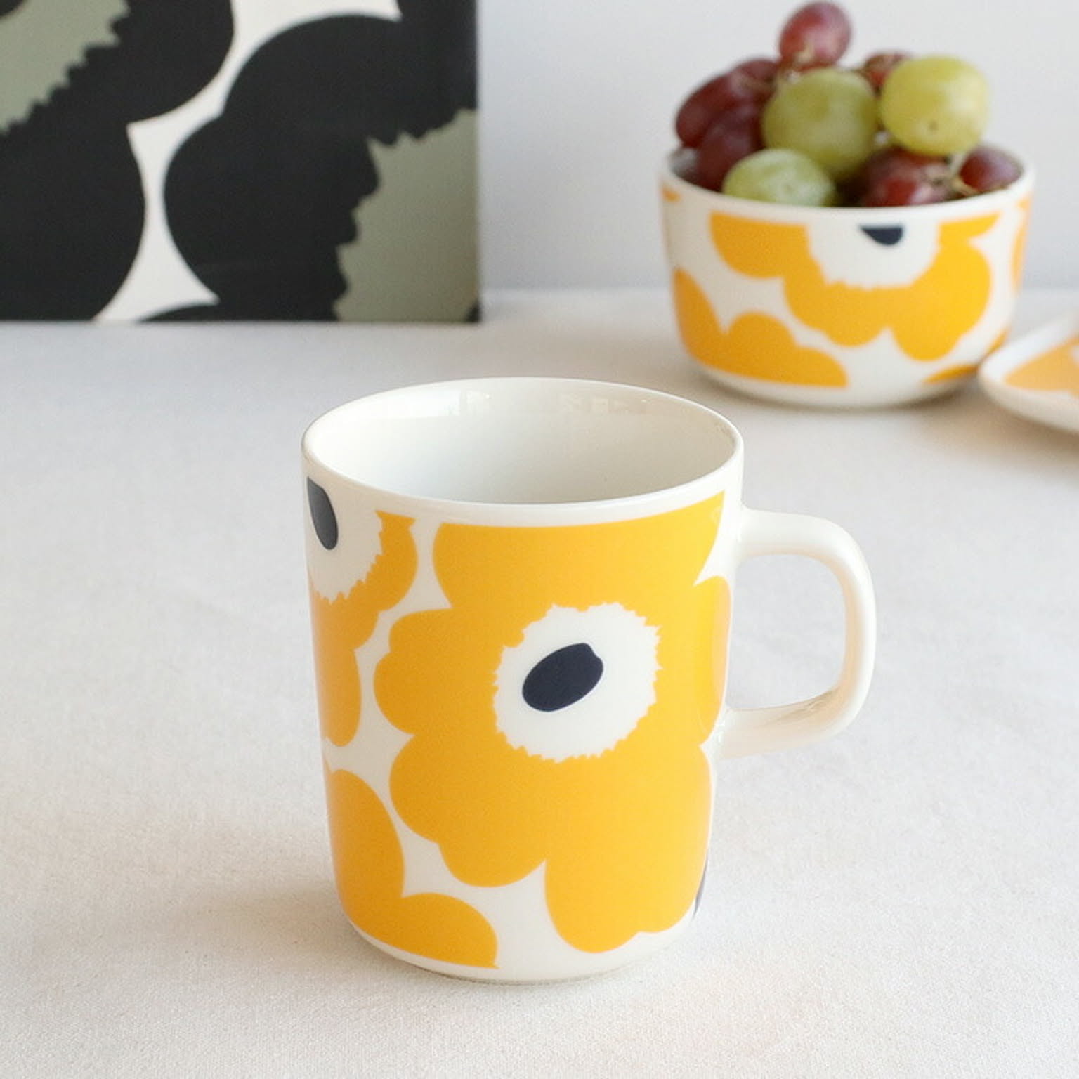 マリメッコ ウニッコ マグカップ 250ml イエロー/ダークブルー marimekko UNIKKO