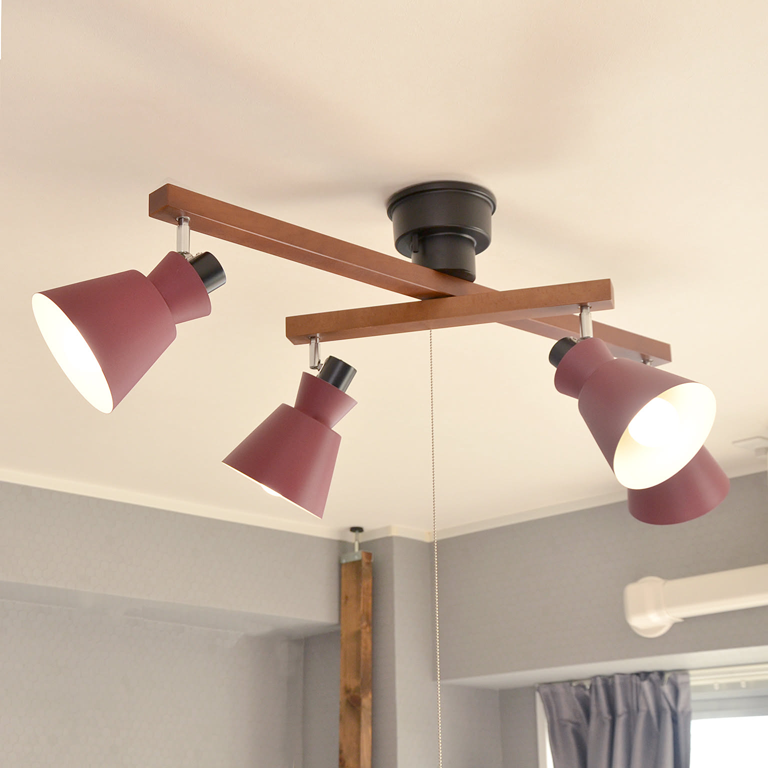 エルックス ROBBIN 4灯シーリングライト ワインレッド - 通販 | 家具と