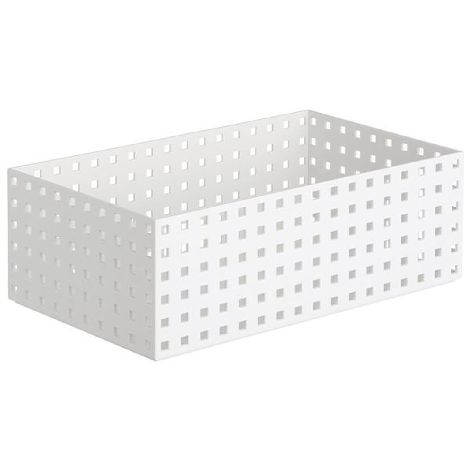 小物入れ/収納ケース 350 ワイド L ホワイト 奥行350×幅210×125mm ブリックス 〔リビング キッチン 脱衣所〕