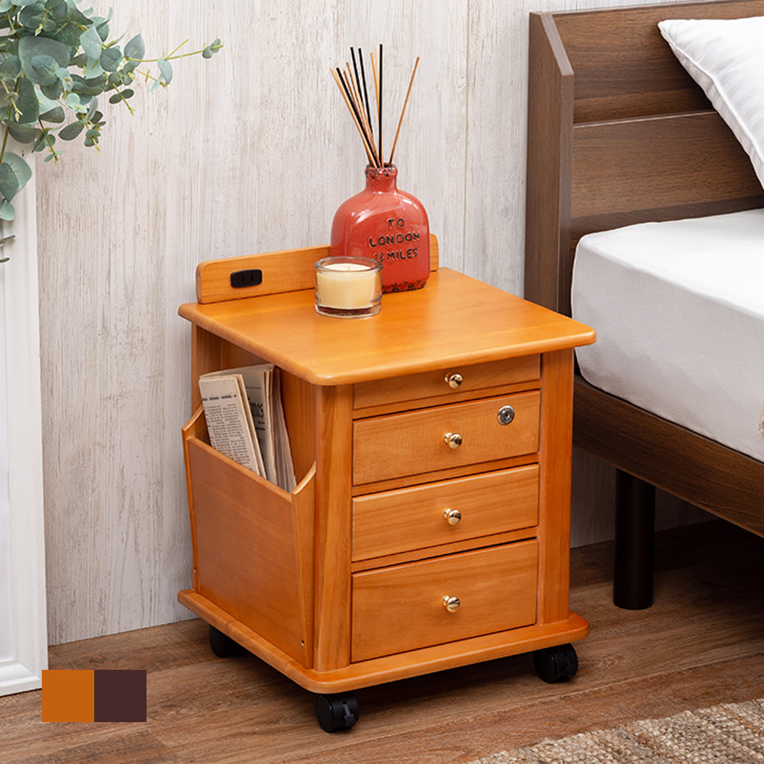 サイドテーブル ベッドブラウン 引き出し 収納付き 403560cm ベッドブラウン 403560cm 収納付き サイドテーブル 引き出し サイド