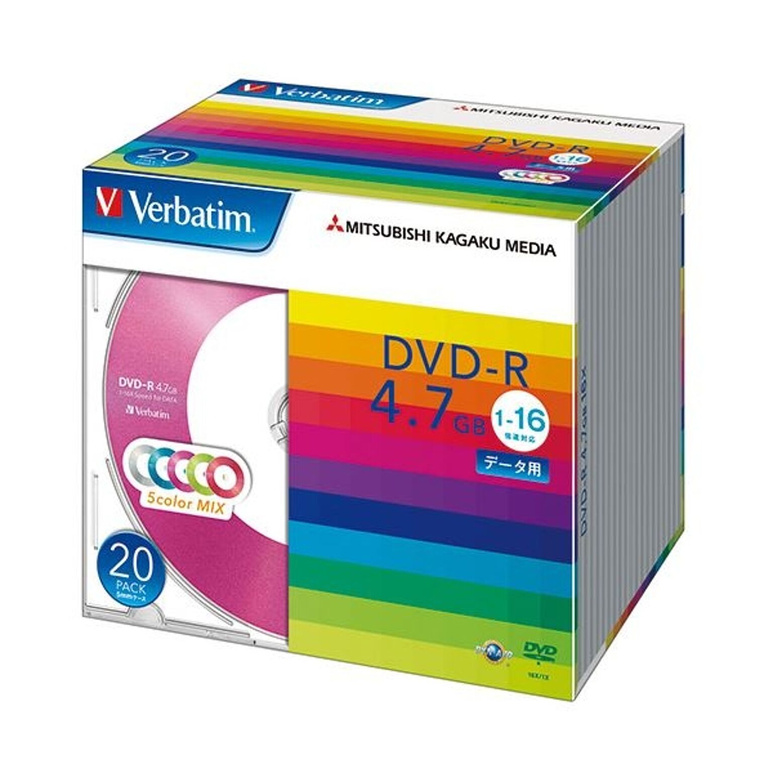 まとめ バーベイタム データ用DVD-R4.7GB 1-16倍速 5色カラーMIX 5mmスリムケース DHR47JM20V11パック20枚:各色4枚 ×10セット