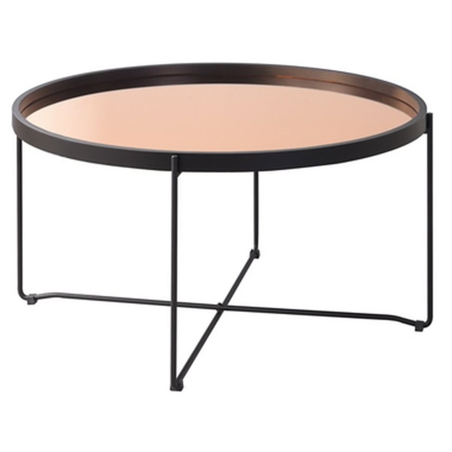 サイドテーブル ミニテーブル 約幅73cm L ミラー天板 円形 ラウンド トレーテーブル リビング ダイニング インテリア家具
