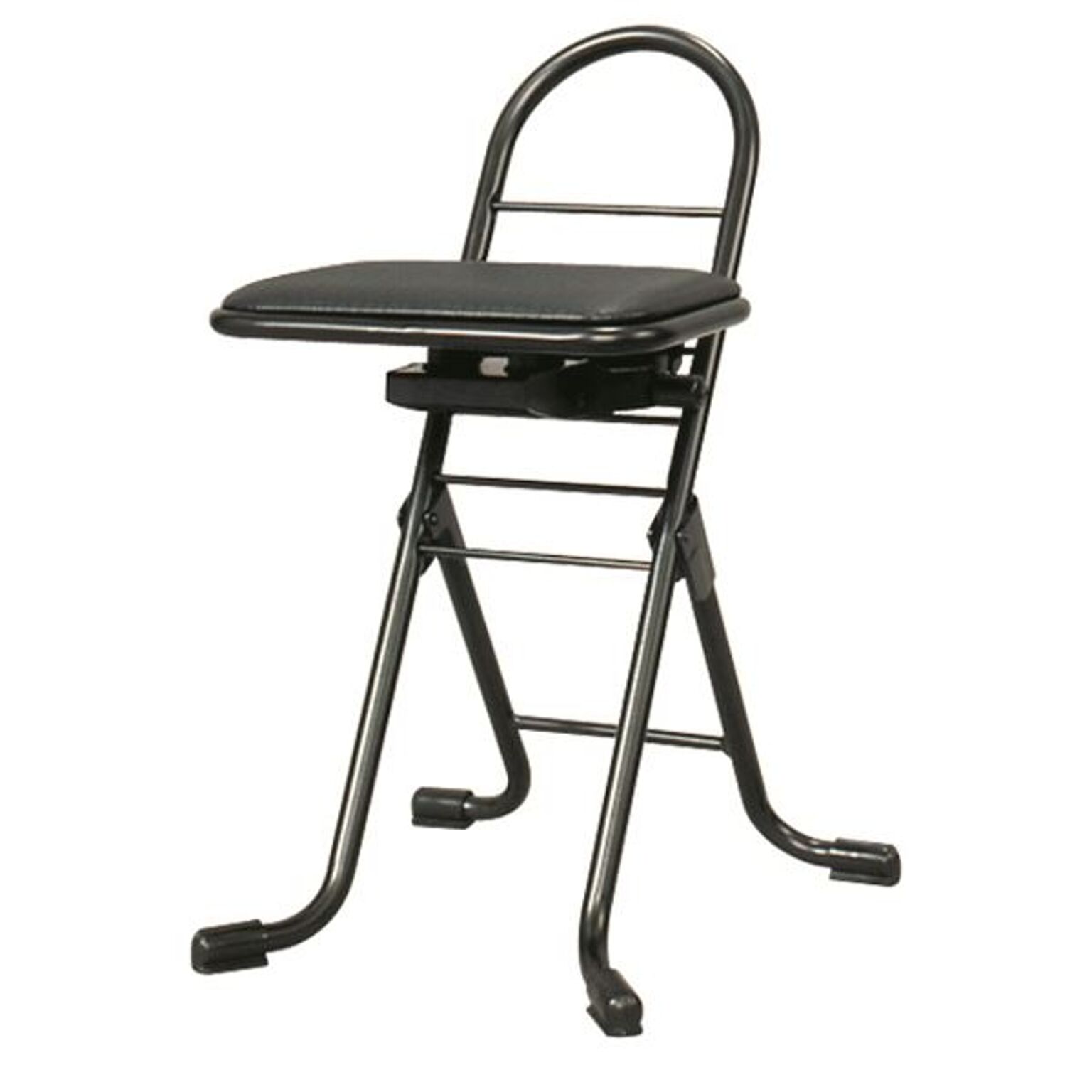 シンプル 折りたたみ椅子 【ブラック×ブラック】 幅420mm 日本製 スチールパイプ 『プロワークチェア スイング ミニ』【代引不可】