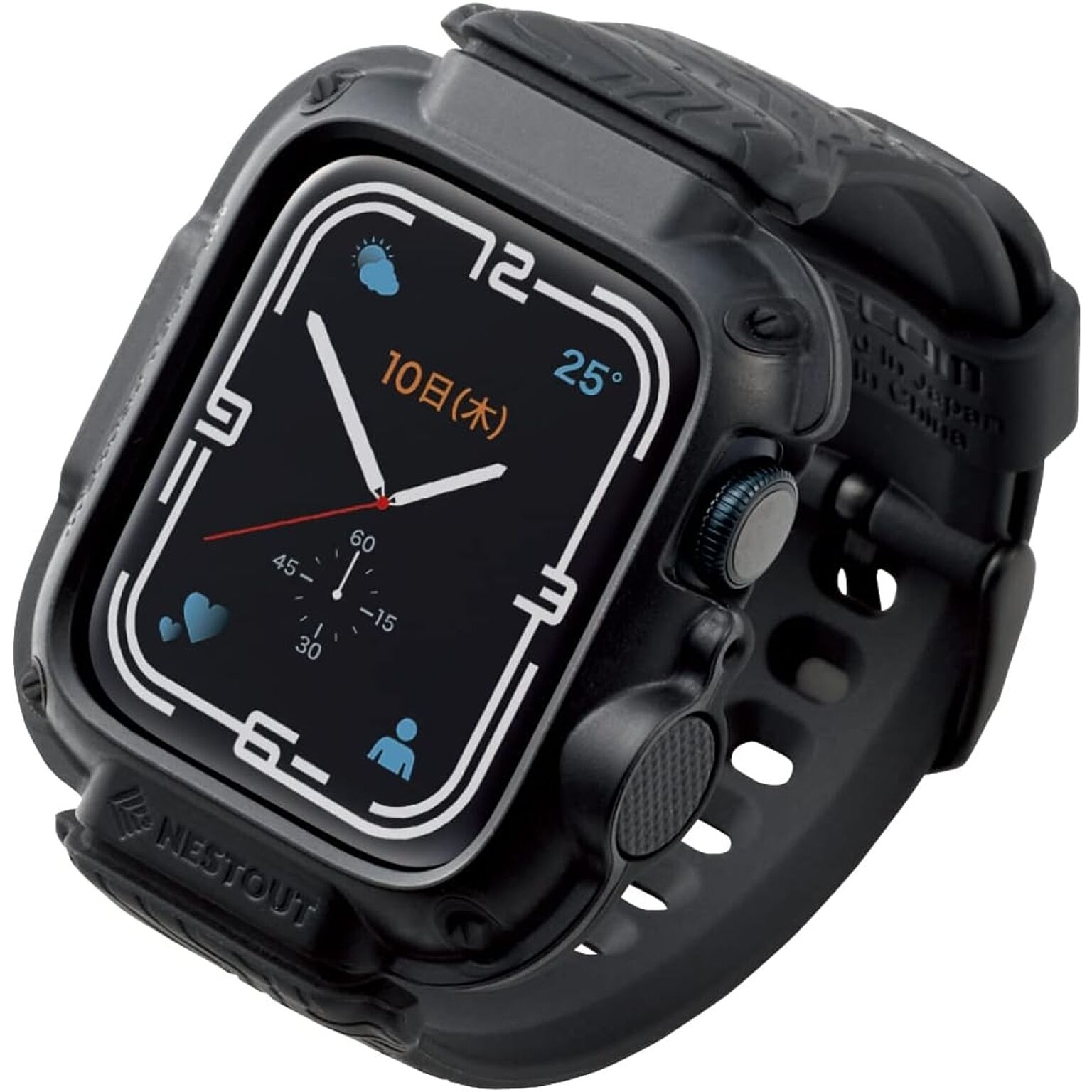 エレコム Apple Watch (アップルウォッチ) ケース バンパー バンド一体型 41mm [Apple Watch 8 7 対応] NESTOUTシリーズ 耐衝撃 衝撃吸収 米軍