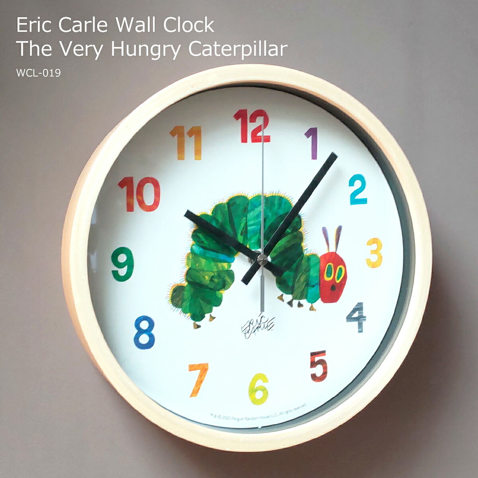掛け時計 Eric Carle Wall Clock The Very Hungry Caterpillar（エリック・カール ウォールクロック はらぺこあおむし ） / WCL-019