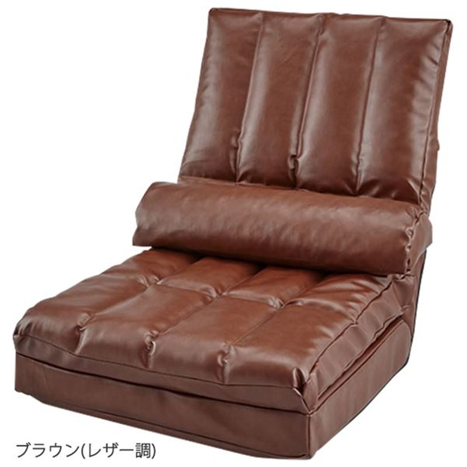 3WAY ハイバック リクライニング ソファー 【約幅60cm ブラウン】 レザー調 合皮張地 クッション1個付き スチール 〔リビング〕