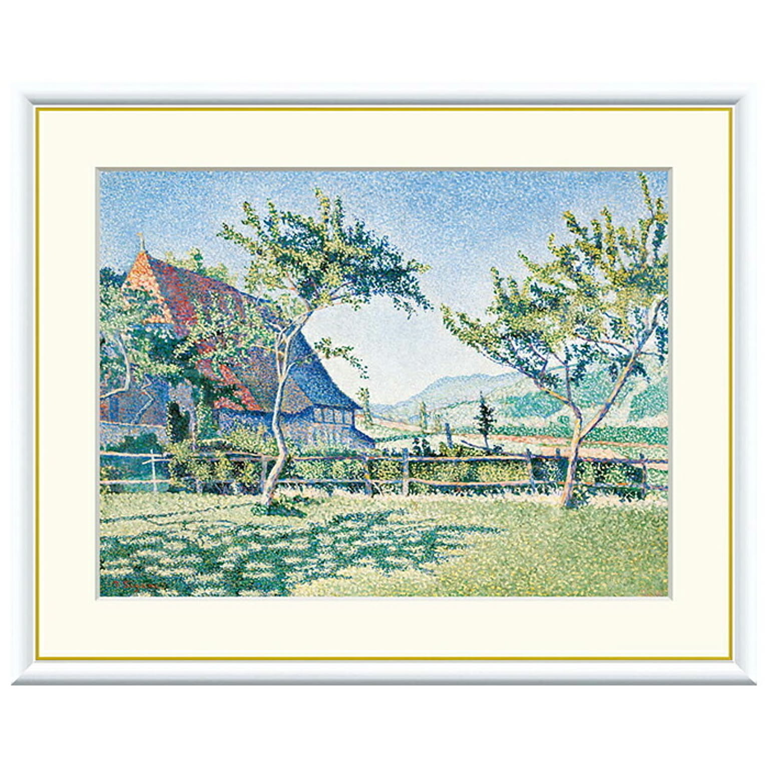 額絵 牧草地 コンブラ・ル・シャトー ポール・シニャック 52x42cm 三幸