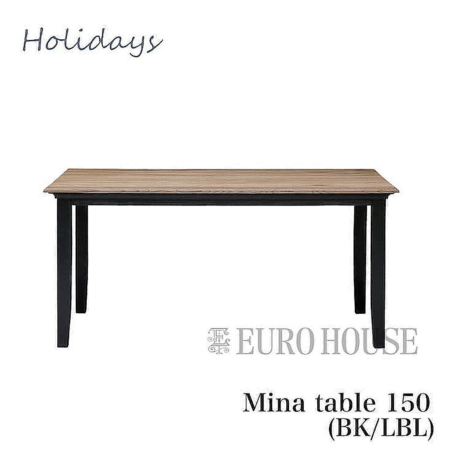 在庫少次12月頃 holidays ホリデー ミナ Mina テーブル ダイニングテーブル 150cm 食卓 木製 シャビーシック nora ノラ BK/LBL  nora. 関家具