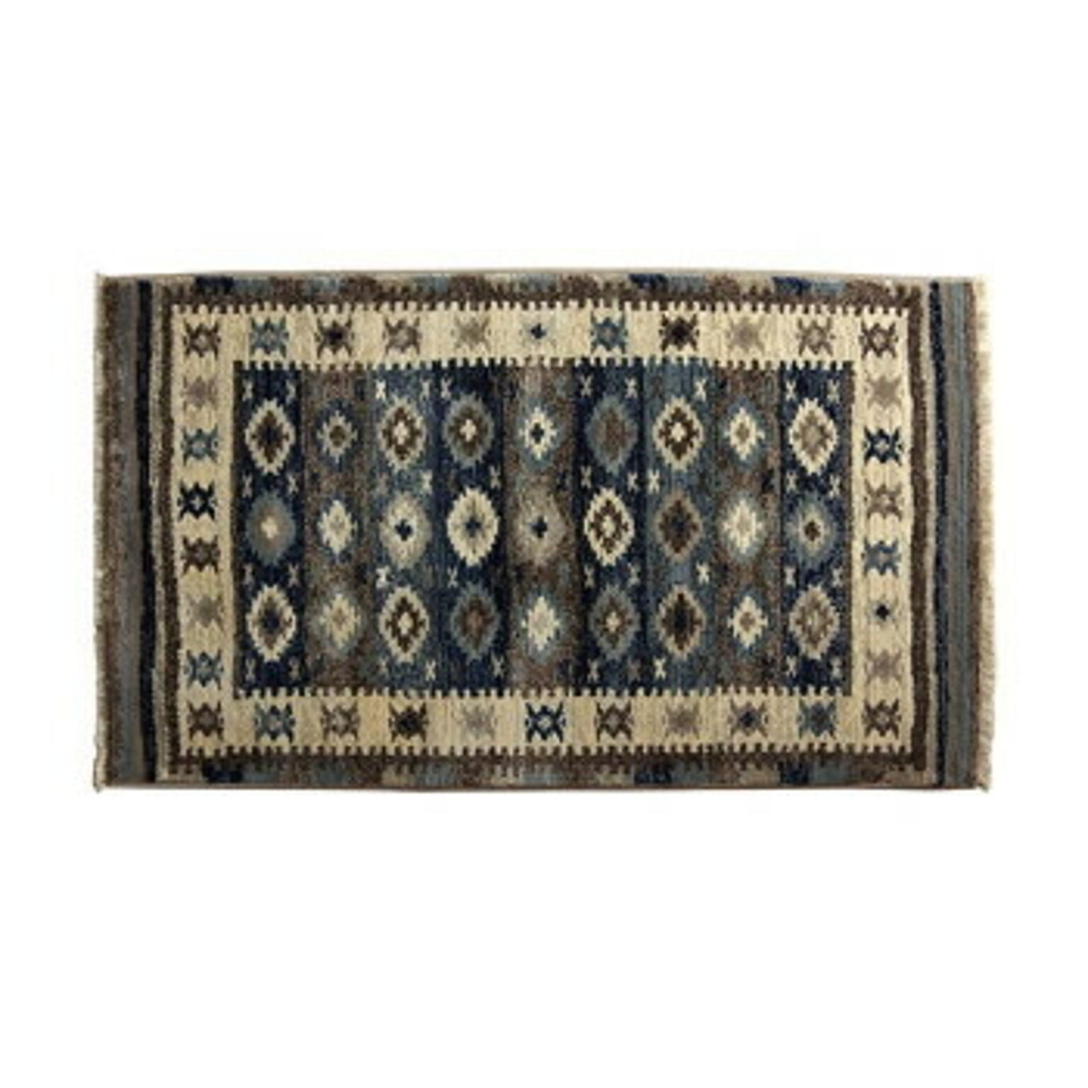 モルドバ製 ウィルトン織り カーペット キリム 約80×130cm ネイビー 2352209