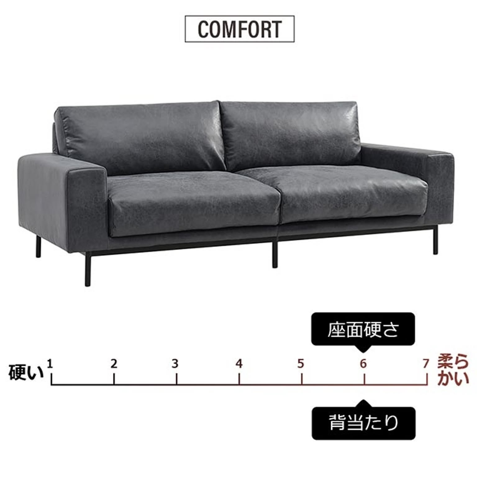 新品‼️【COMFORM】プルートPLUTO 3人掛けソファ 関家具 黒 ブラック 3人掛けソファ PLUTO(プルート) スーパーレザーテックス オーカー