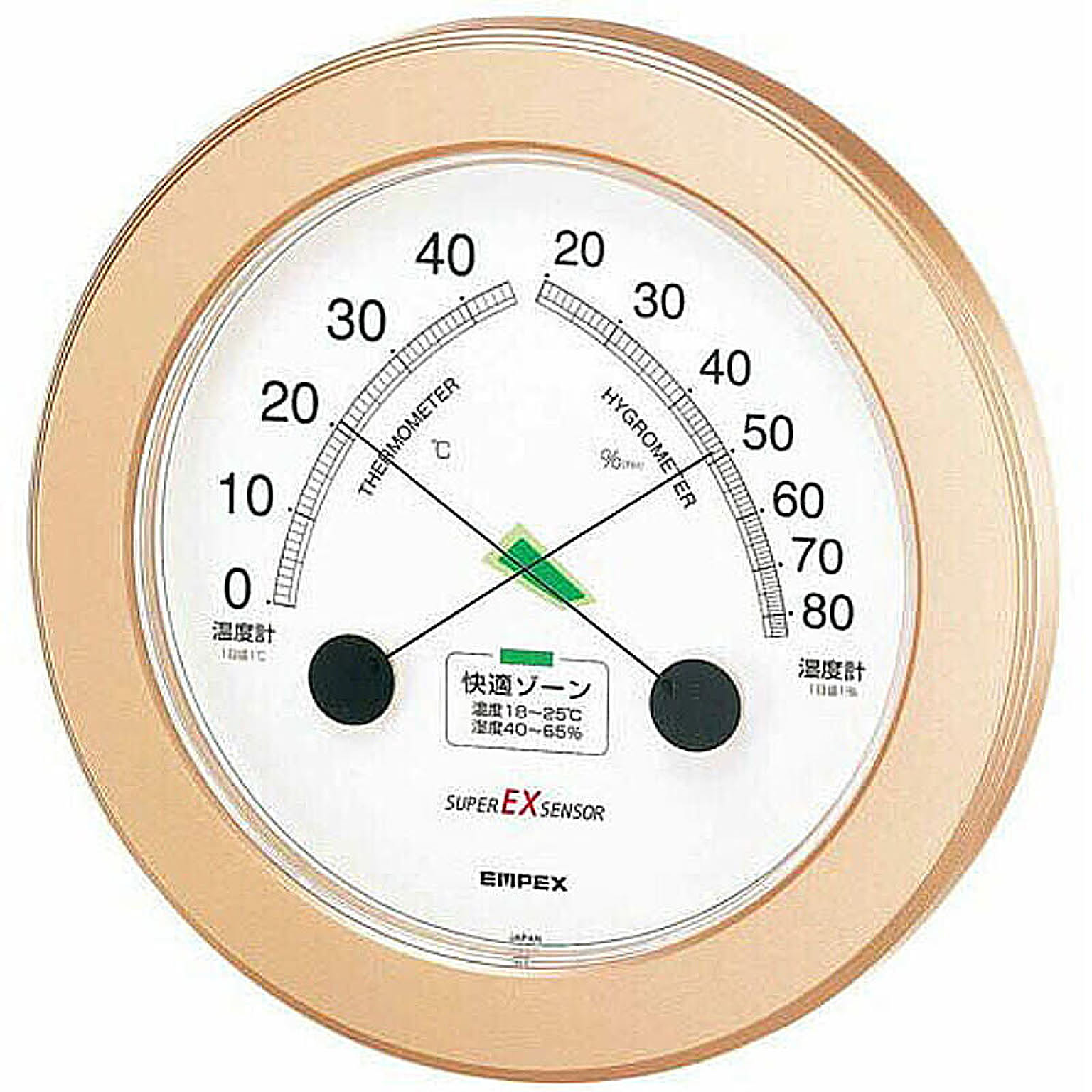 EMPEX 温度・湿度計 スーパーEX高品質 温度・湿度計 壁掛用 EX-2738 シャンパンゴールド 管理No. 4961386273807