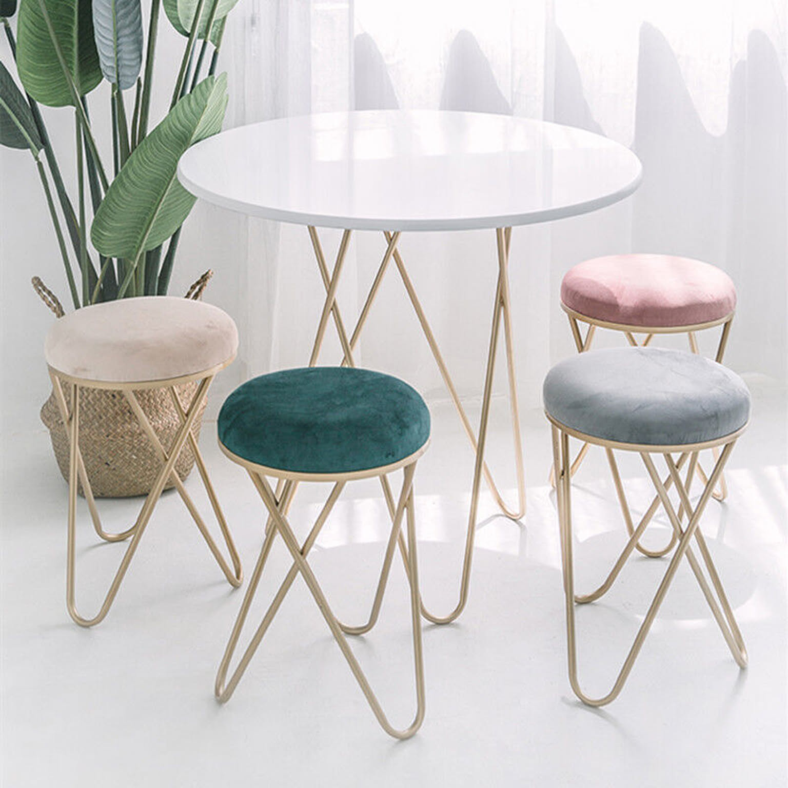 お値下げ！　タッセル付き　フラワーパターン　ファブリック　スツール　ゴールド エレガント スツール ゴールド グレー - 通販 | 家具とインテリアの