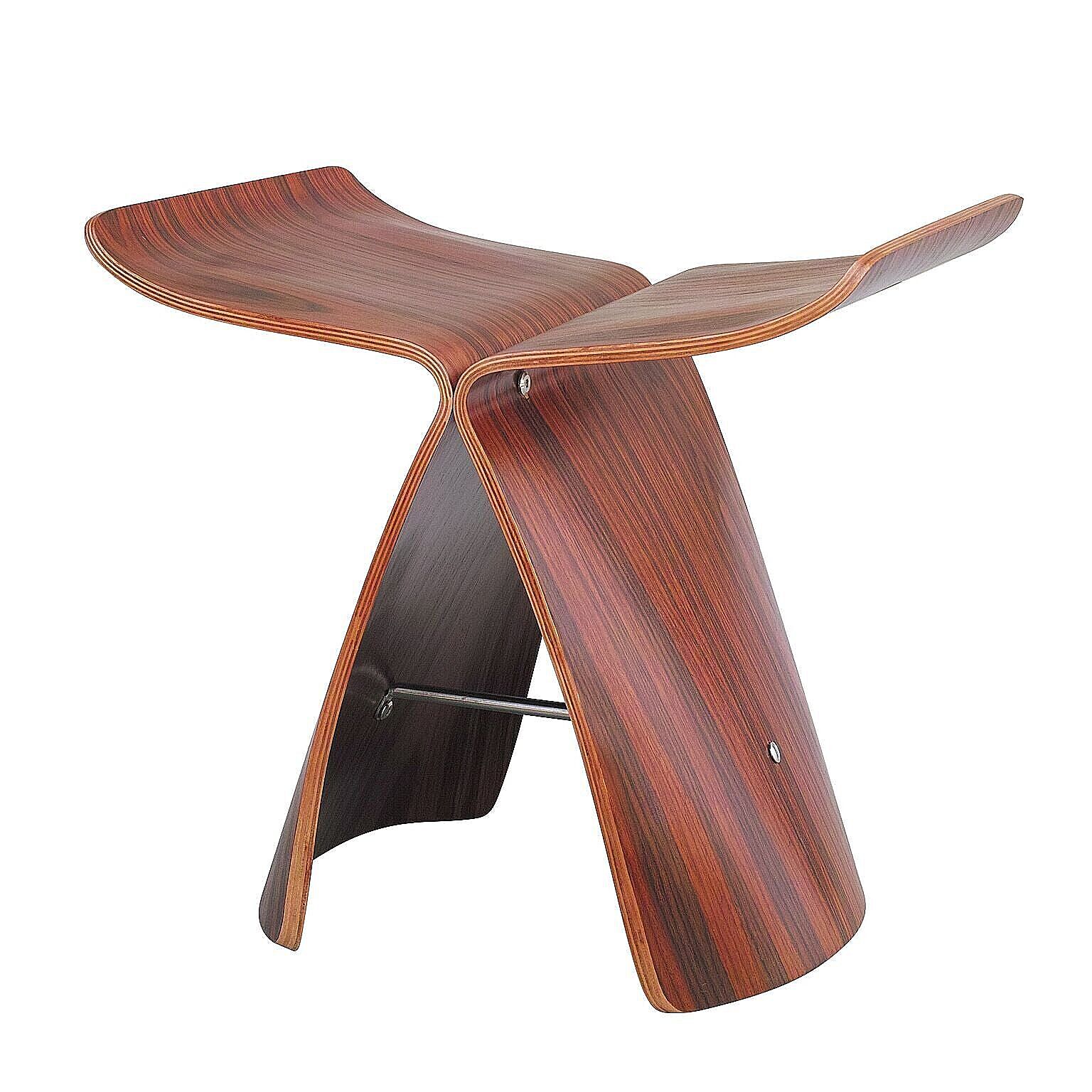 Will-Limited. ウイングスツール ローズウッド クッション付き ブラウン 木製 椅子 オットマン