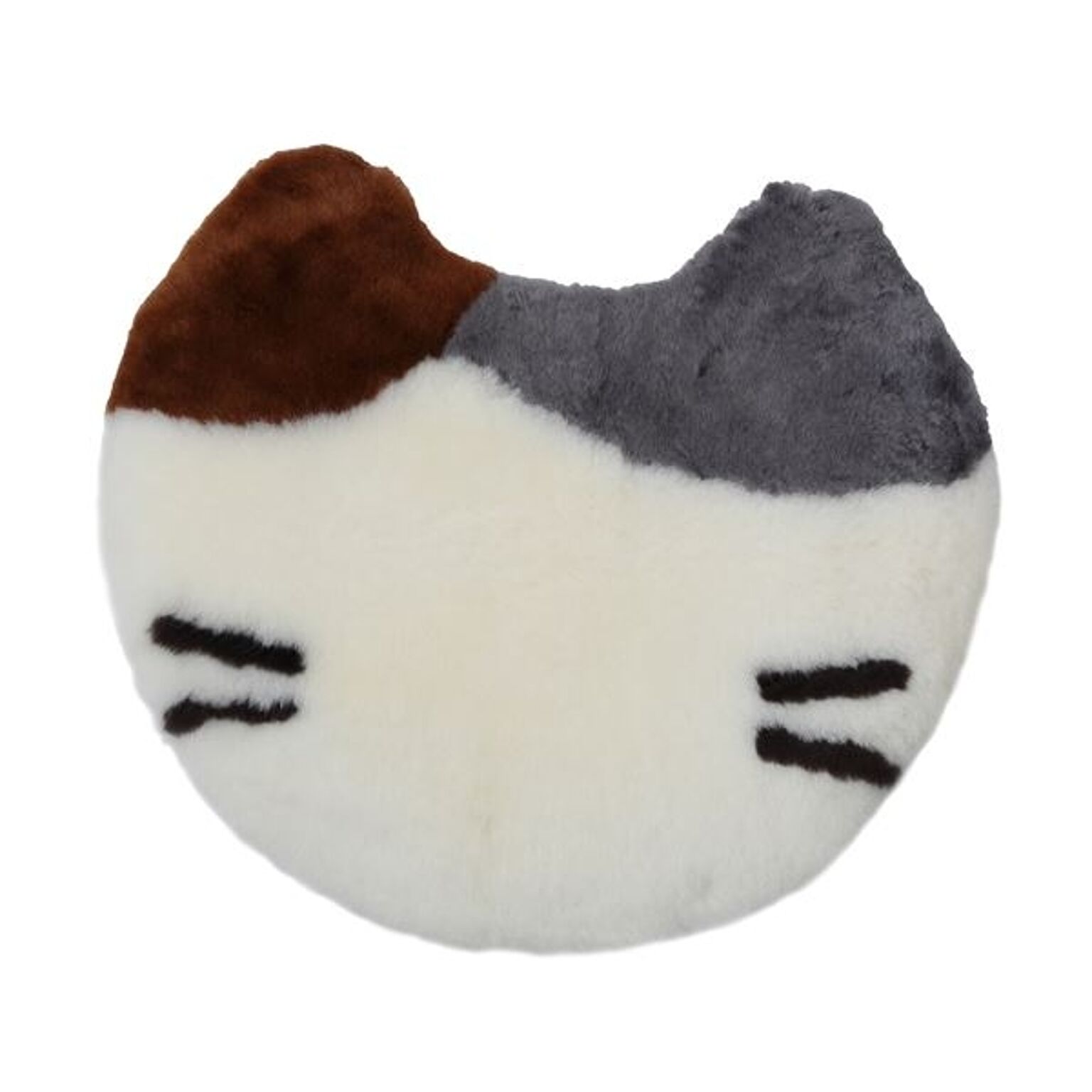 猫型 ムートンクッション 約40×36cm ミケネコ 吸放湿性 毛皮 ねこ ネコ 西川 リビング ソファー プレゼント 贈り物 ギフト
