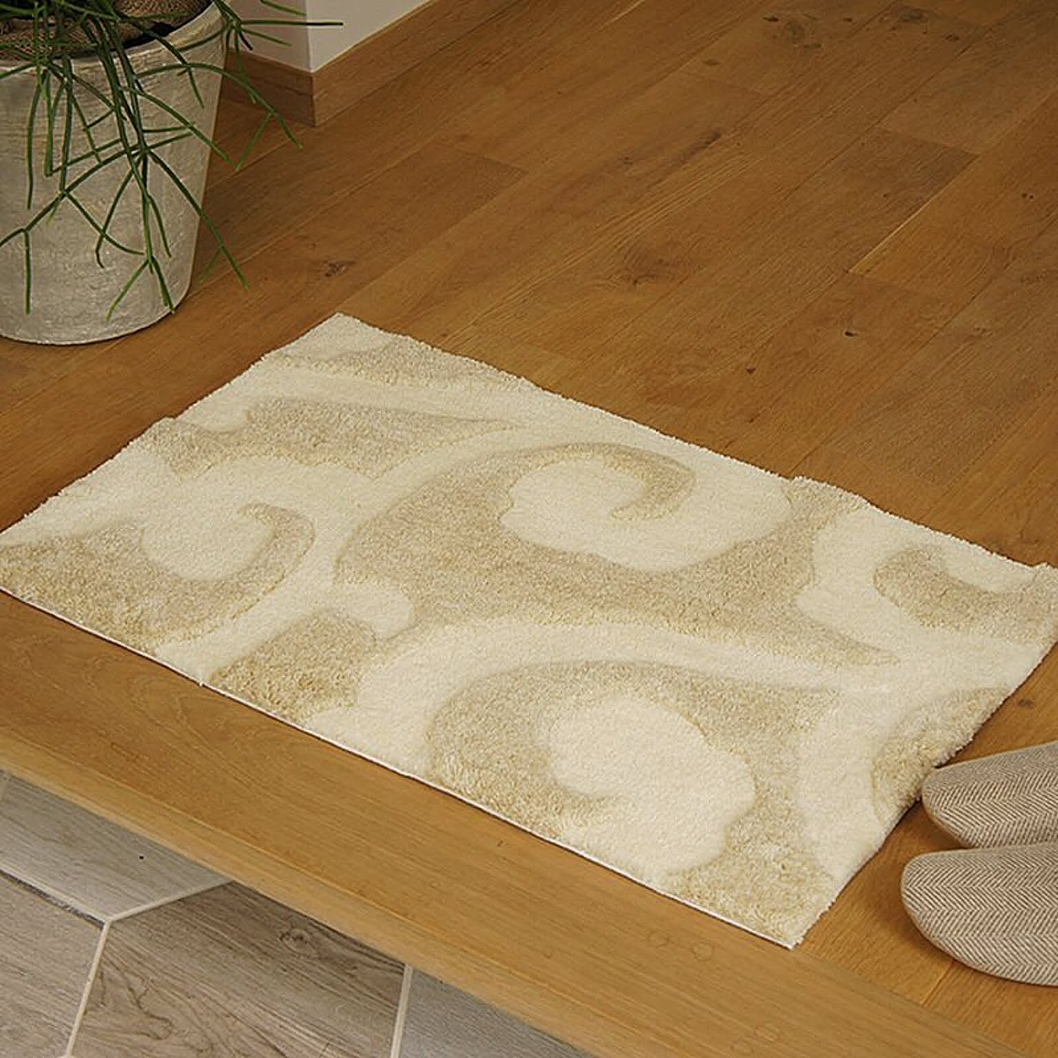 【完売202408】東リマット TOM5008 約50×80cm 玄関マット ウォッシャブル デザインマット ベージュ アラベスク模様 唐草 エレガント ラグジュアリー モダン おしゃれ 引っ越し