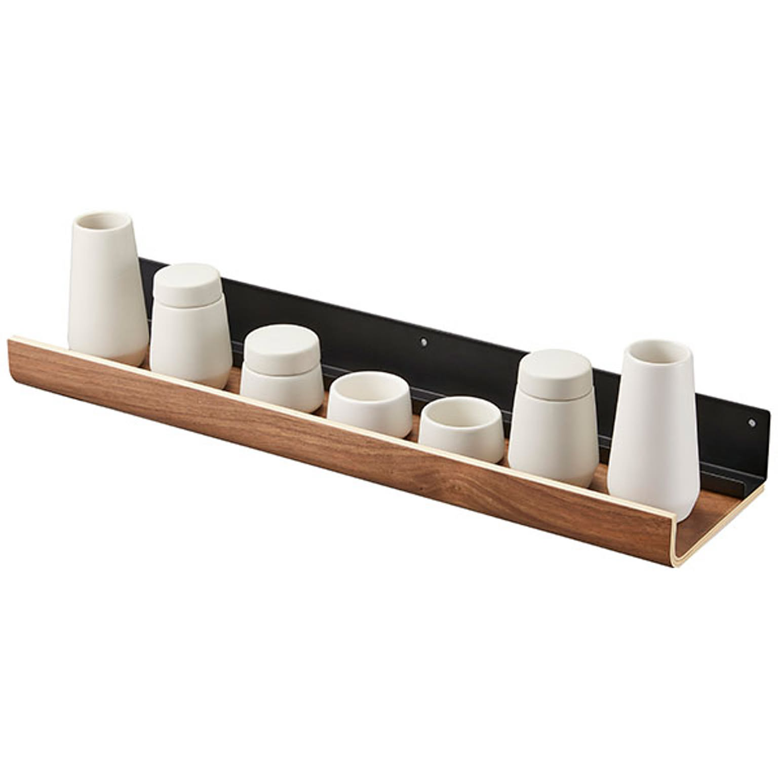 RIN リン (山崎実業) 石こうボード壁対応 神棚 神具セット Wall-Mounted Kamidana Set お供え 神棚 お祀り 神棚用祖霊舎 御霊舎 水玉 榊立 瓶子 白皿 神仏